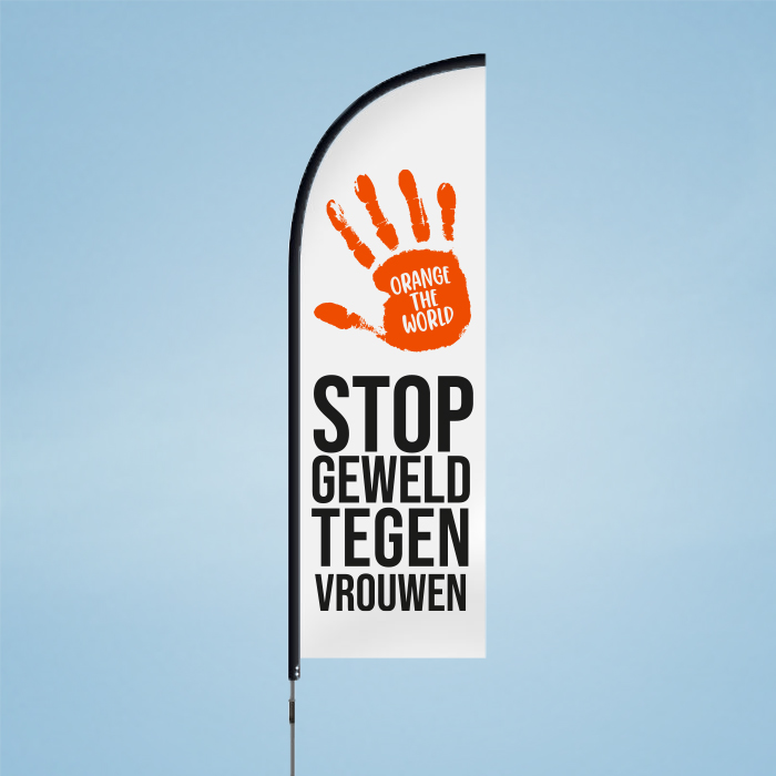 Orange the World beachflag - wit